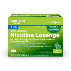 Amazon Basic Care mini lozenge mint tablet for craving relief on the go.