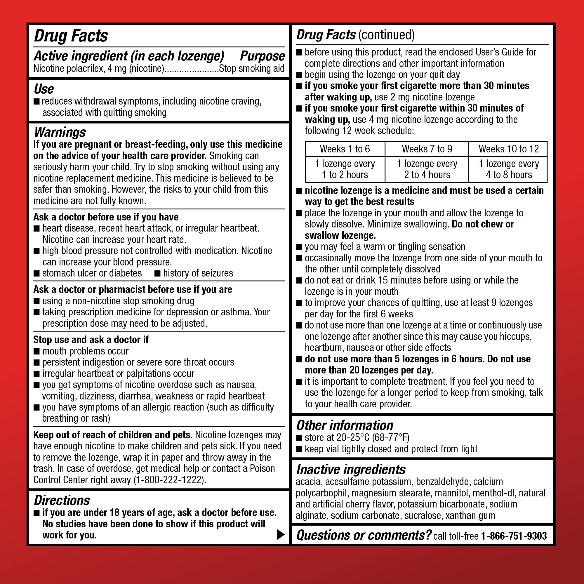 Amazon Basic Care Mini Nicotine Lozenge 4 mg cherry ice supply tile on shelf.