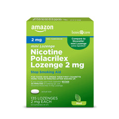 Amazon Basic Care mini nicotine lozenge mint pack for cravings management.