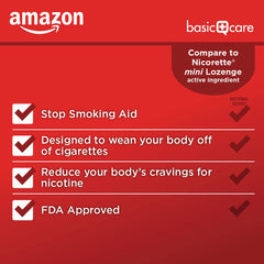 Amazon Basic Care mini lozenge Cherry Ice box back, usage directions.