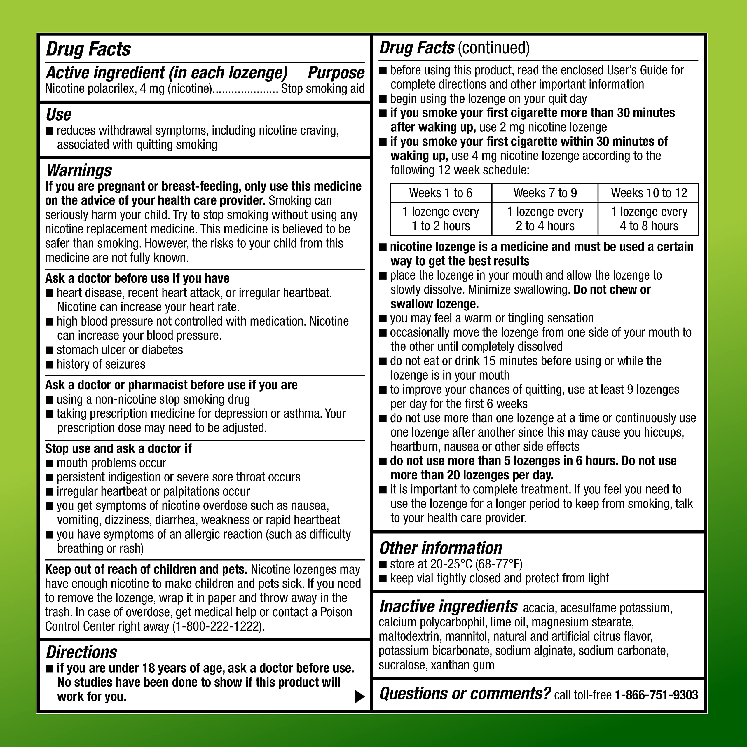 Amazon Basic Care lozenge packaging graphic highlights 81-count supply for quit attempts.