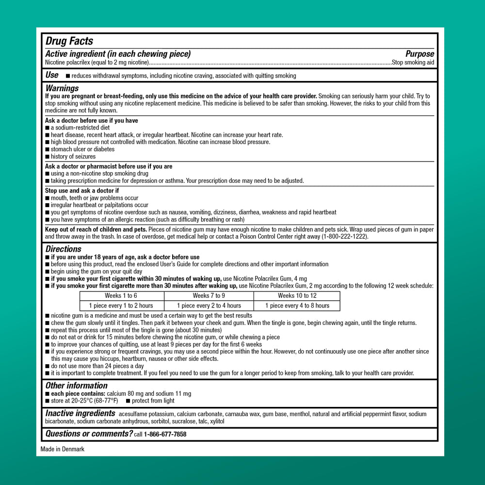 Amazon Basic Care nicotine gum 2 mg Arctic Mint usage-scene illustrating on-the-go support.