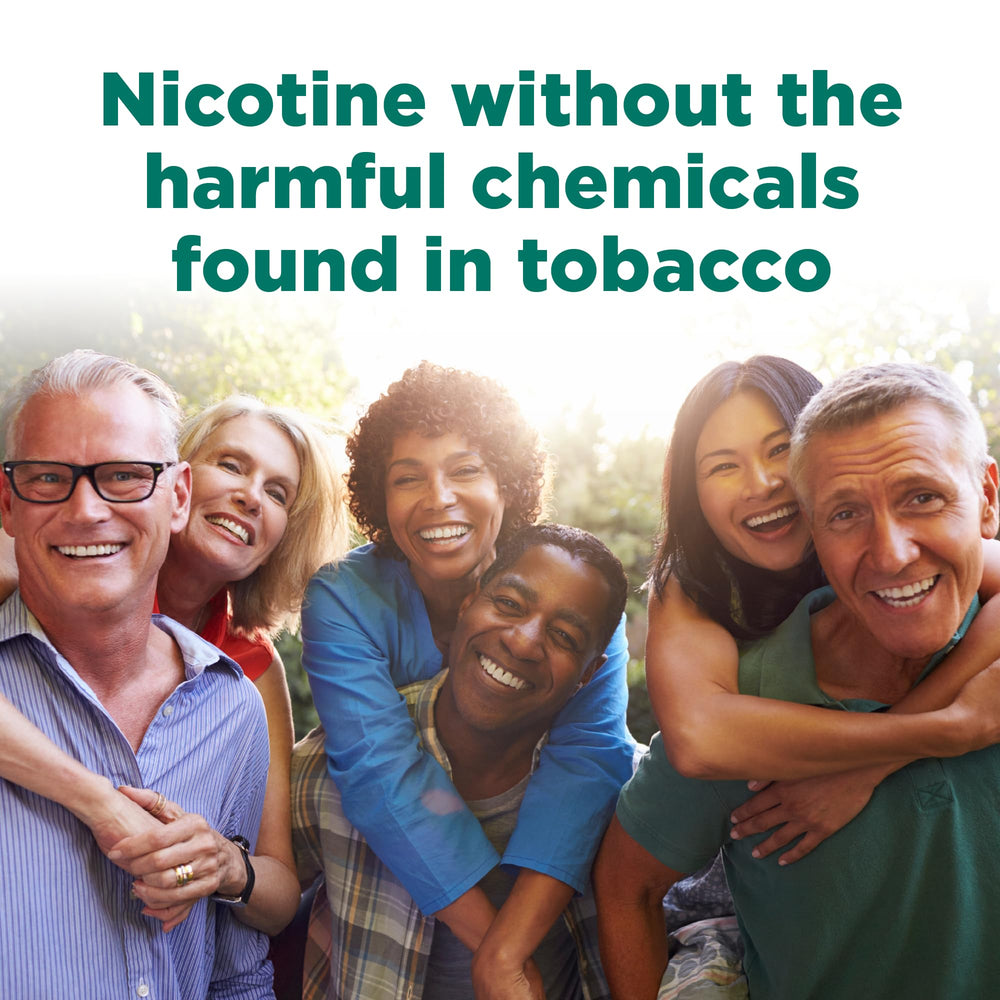 Amazon Basic Care nicotine gum 4 mg mint shelf-ready pack for daily support.