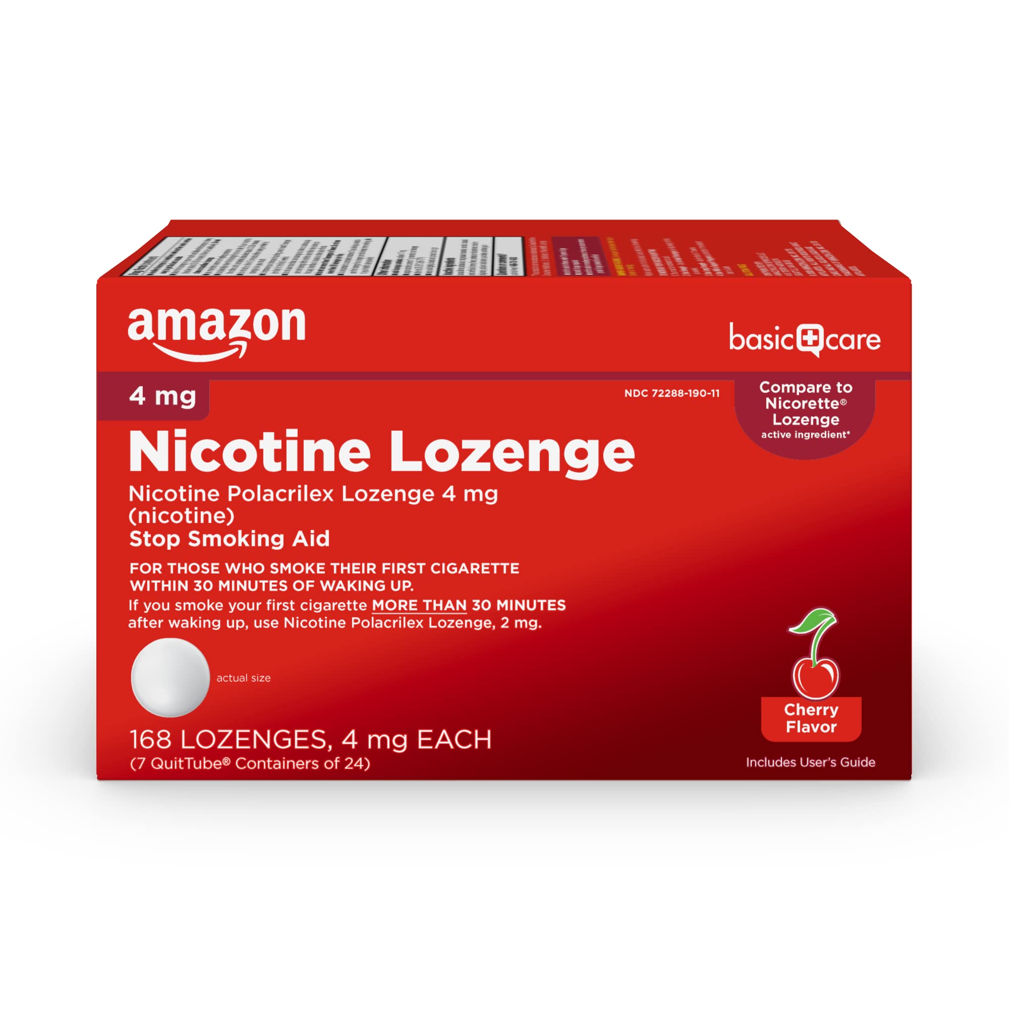 amazon basic care nicotine lozenge 4 mg cherry label showcases packaging for craving relief