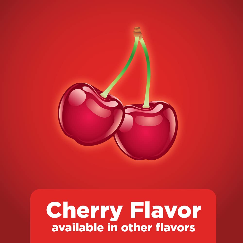 Amazon Basic Care nicotine lozenge cherry flavor icon signals pleasant taste and ease of use.