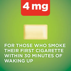 Amazon Basic Care nicotine gum box back with usage guidance for cravings management.