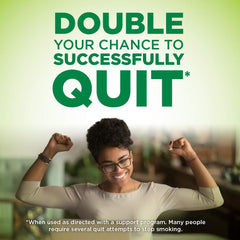 Amazon Basic Care nicotine gum piece image highlights convenient on-the-go craving relief.