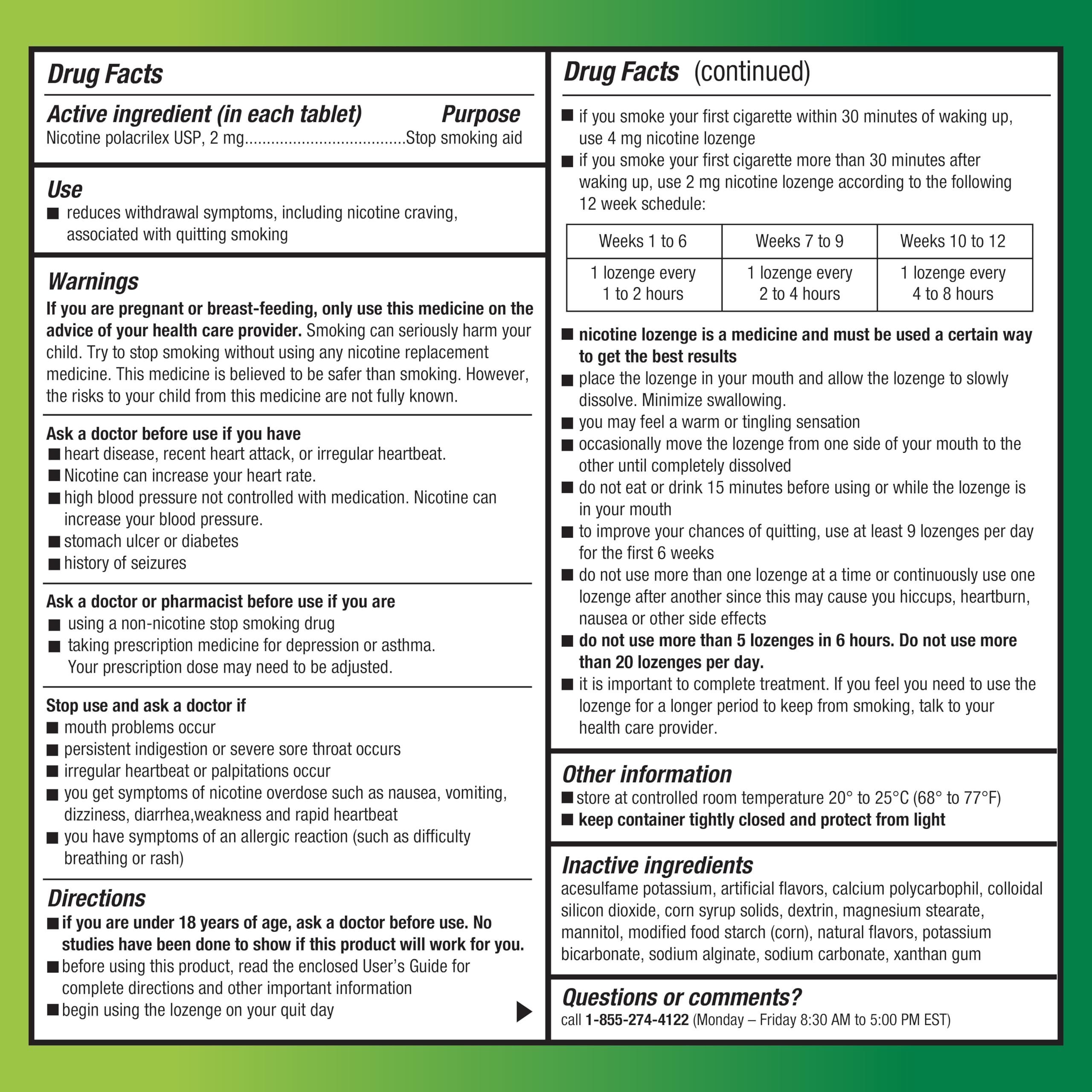 Mint lozenge usage as part of Nicotine Replacement Therapy.