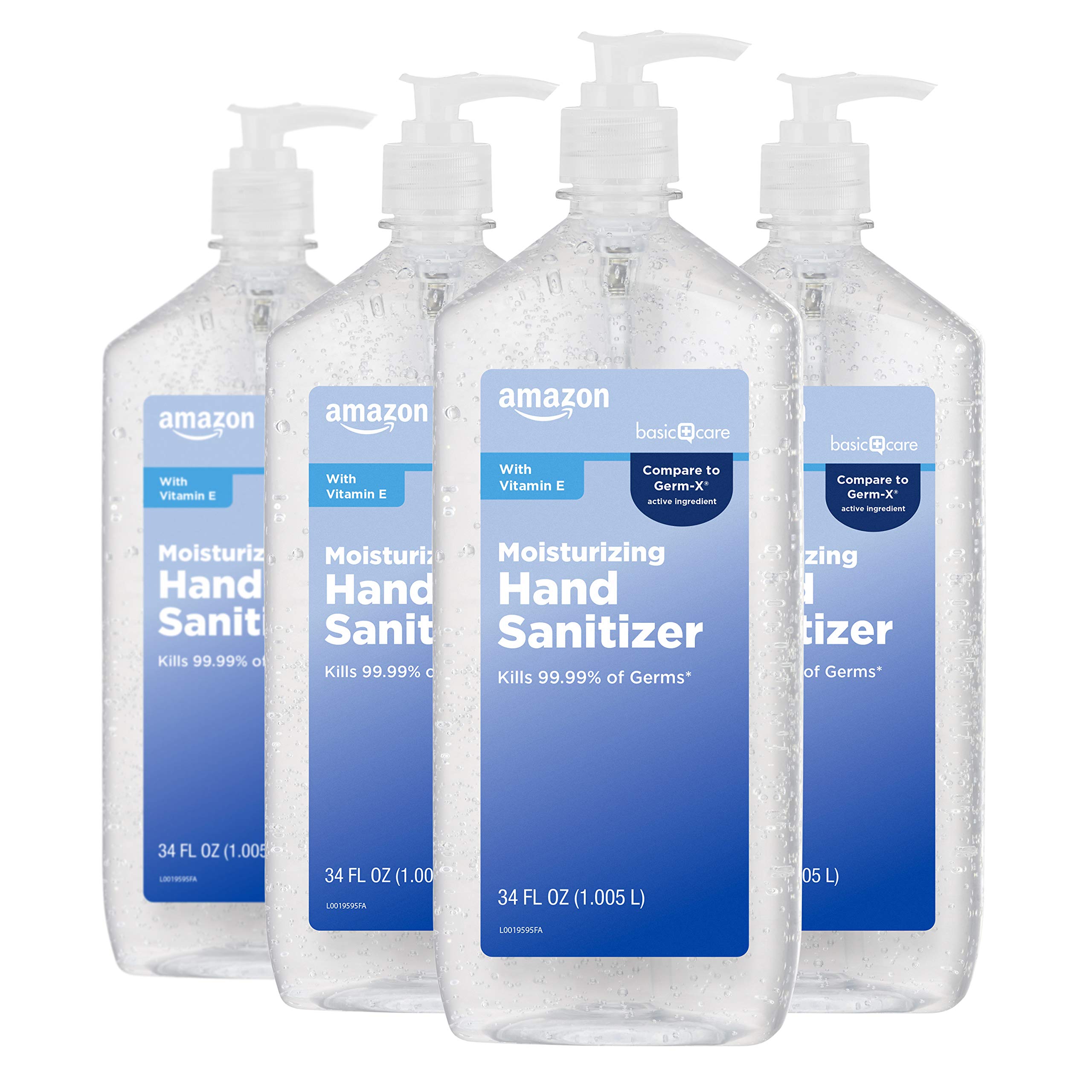 Amazon Basic Care Original Hand Sanitizer bottle front shows its 62% alcohol content for quick sanitizing