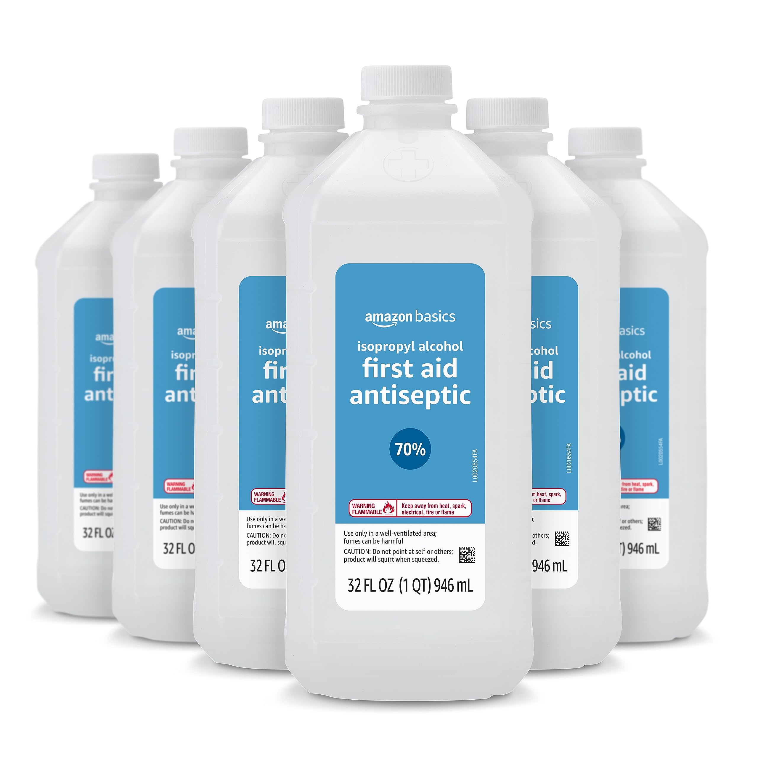 Amazon Basics 70 percent isopropyl alcohol bottle front view for minor wound care.