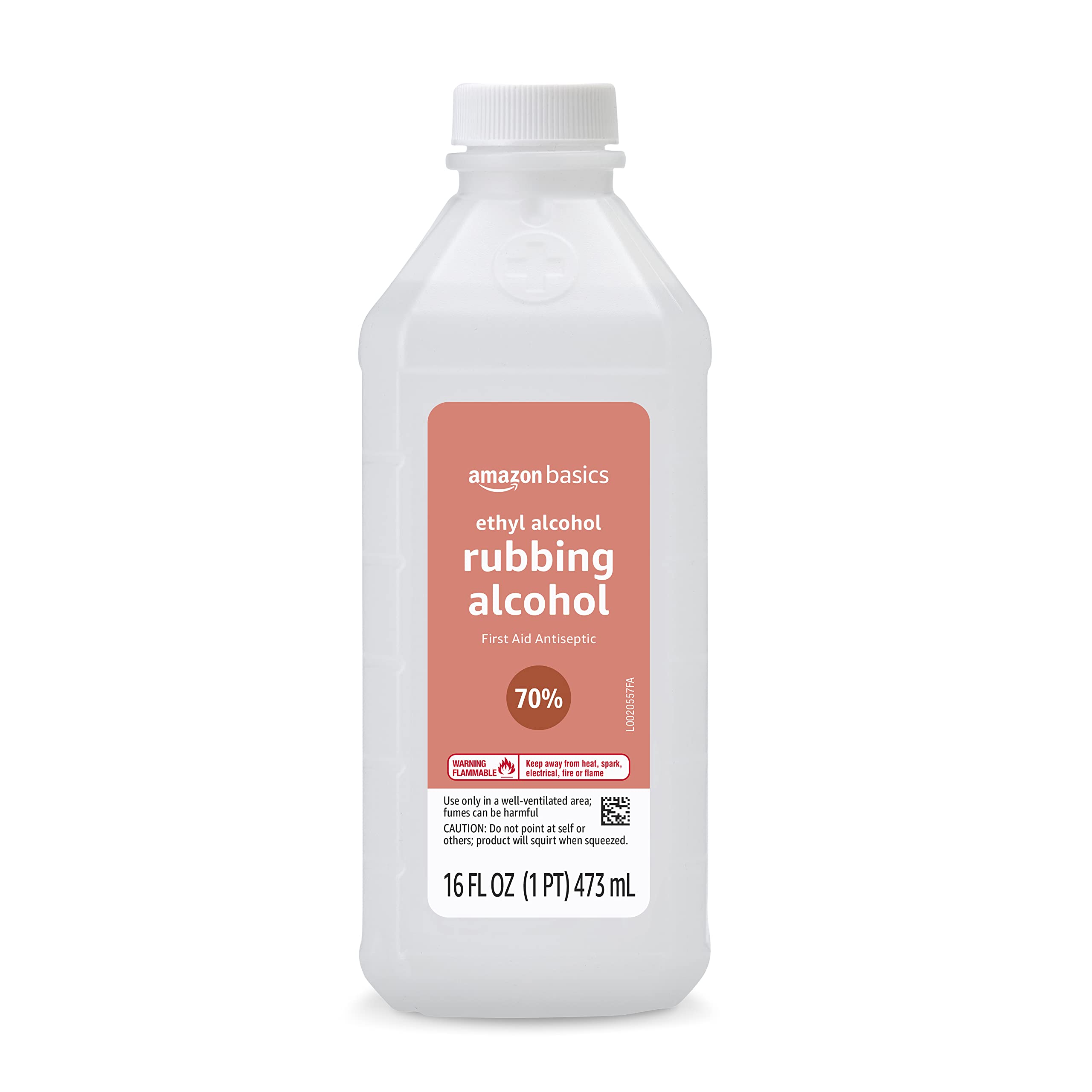 Amazon Basics 70% rubbing alcohol bottle pouring for quick surface cleaning