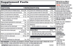 Amazon Elements Men's 40+ multivitamin bottle label features 21 vitamins and whole-food ingredients.