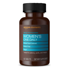 Amazon Elements Women’s One Daily multivitamin bottle front view for daily wellness