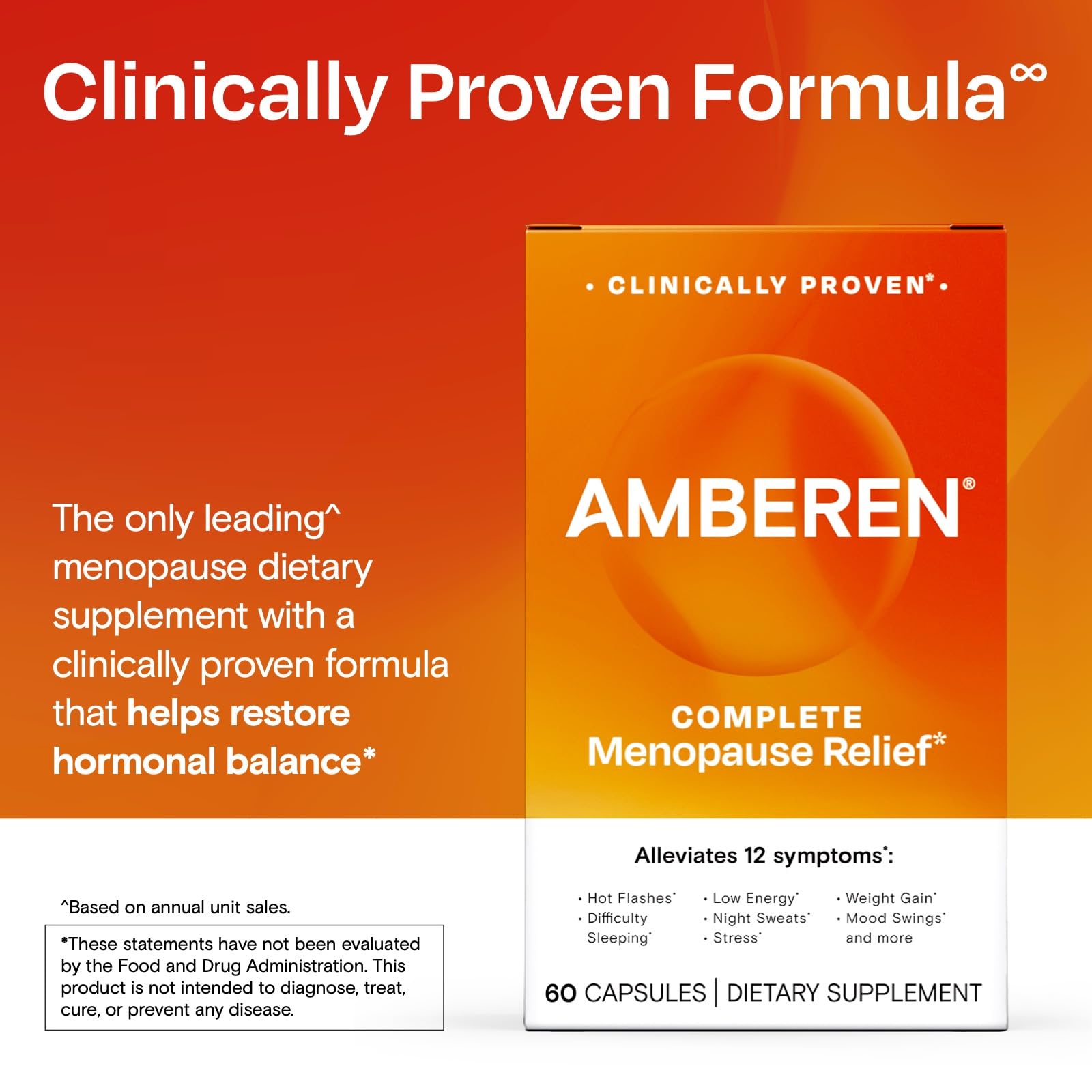 Amberen menopause in-supplement tray, showing dosage schedule for day and night
