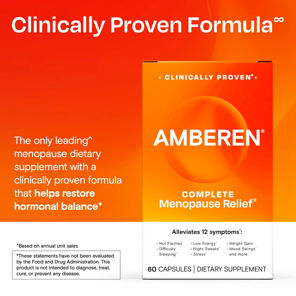 Amberen menopause in-supplement tray, showing dosage schedule for day and night