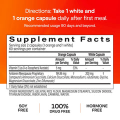 Amberen menopause visual ingredients, highlighting adaptogenic minerals and vitamin E