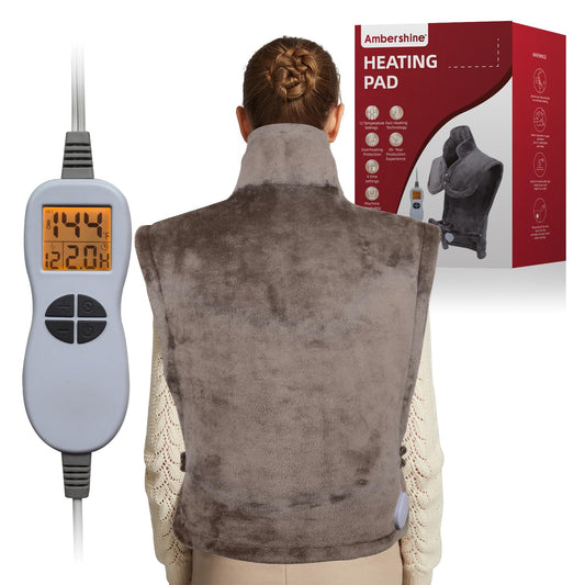 Ambershine heating pad full-body layout supports neck to back comfort