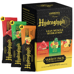 Ambrosia Hydroglyph bottle pouring to illustrate hydration during training