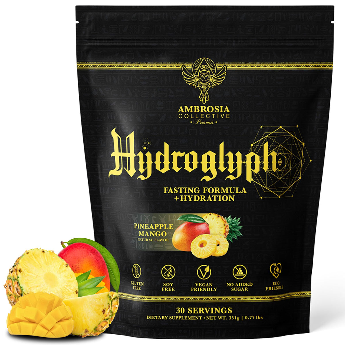 Ambrosia Hydroglyph intraworkout powder scoop supports training hydration.