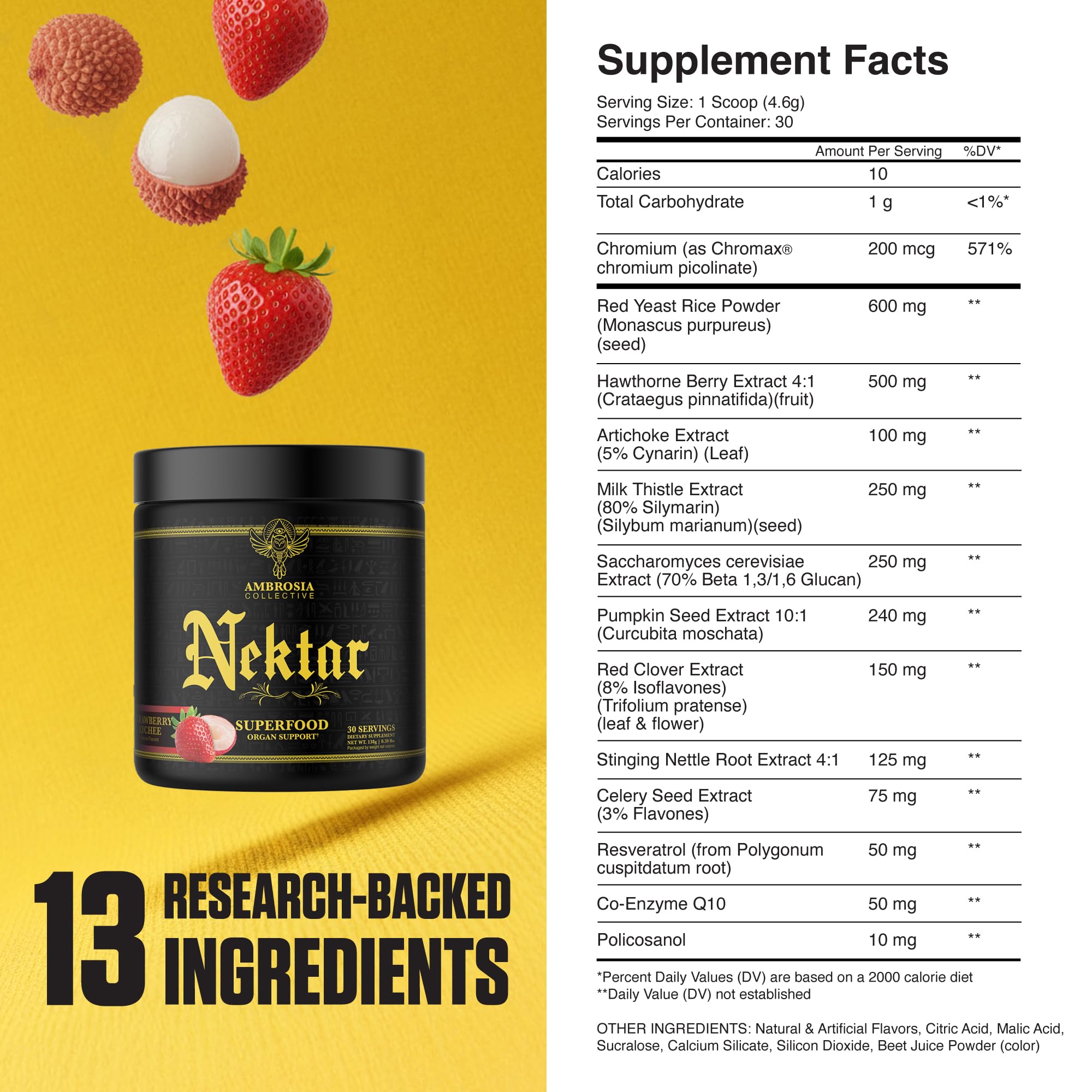 Ambrosia Nektar Strawberry Lychee powder on surface