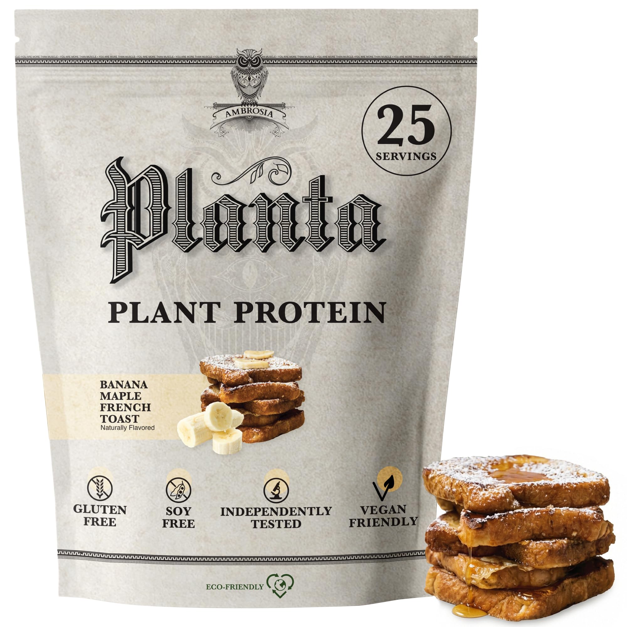 Ambrosia Planta banana maple canister ready for daily protein fueling after workouts.