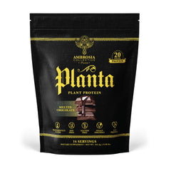 Ambrosia Planta bottle pour demonstrates quick-mix protein for post-workout refresh.