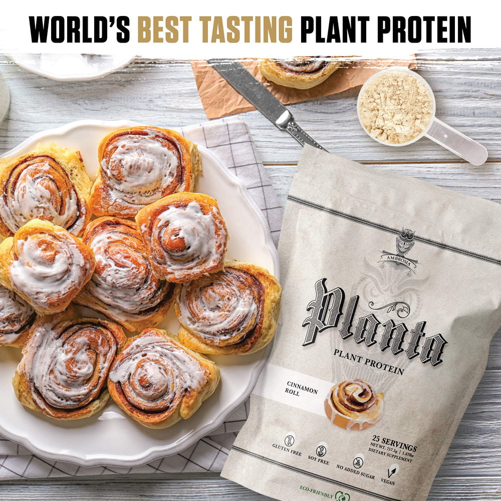Glass with Planta Cinnamon Roll drink, smooth flavor.