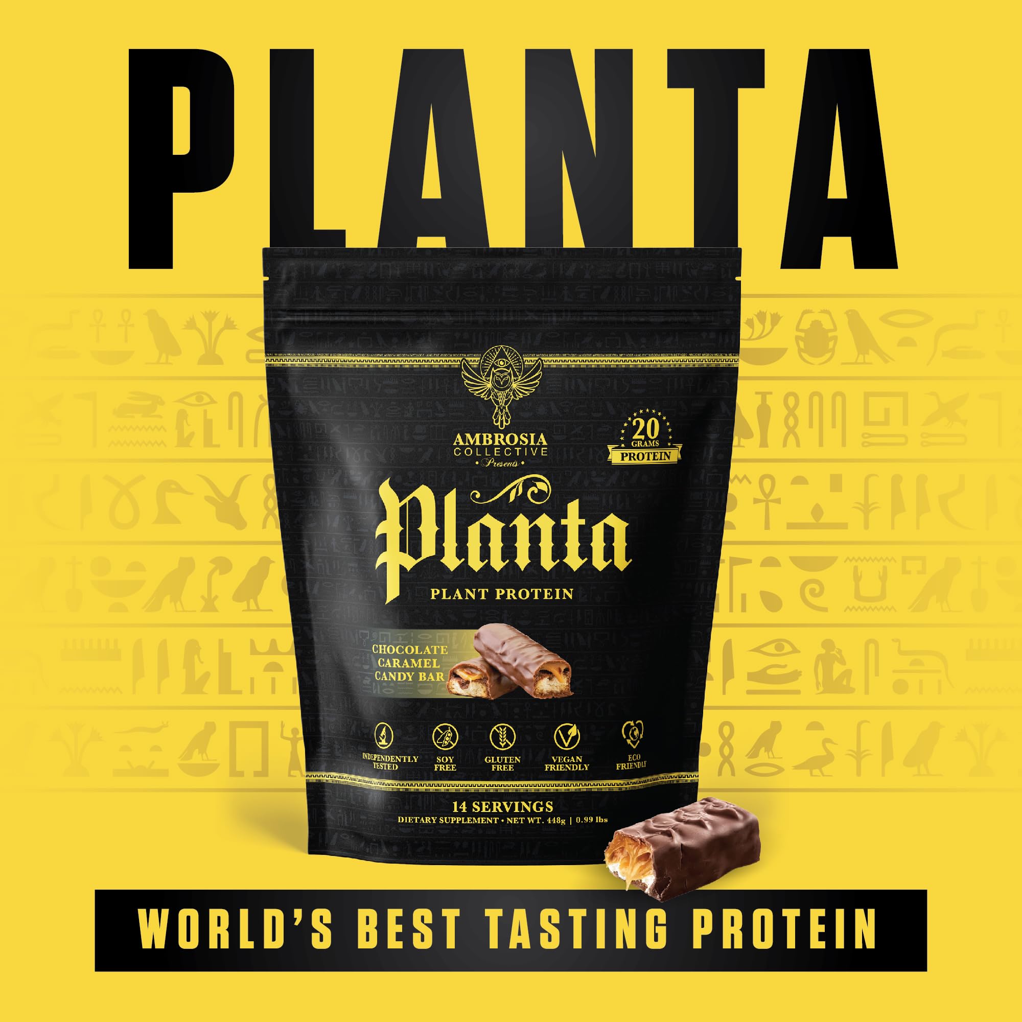 Ambrosia Planta gluten-free pack emphasizes allergen-friendly protein option.