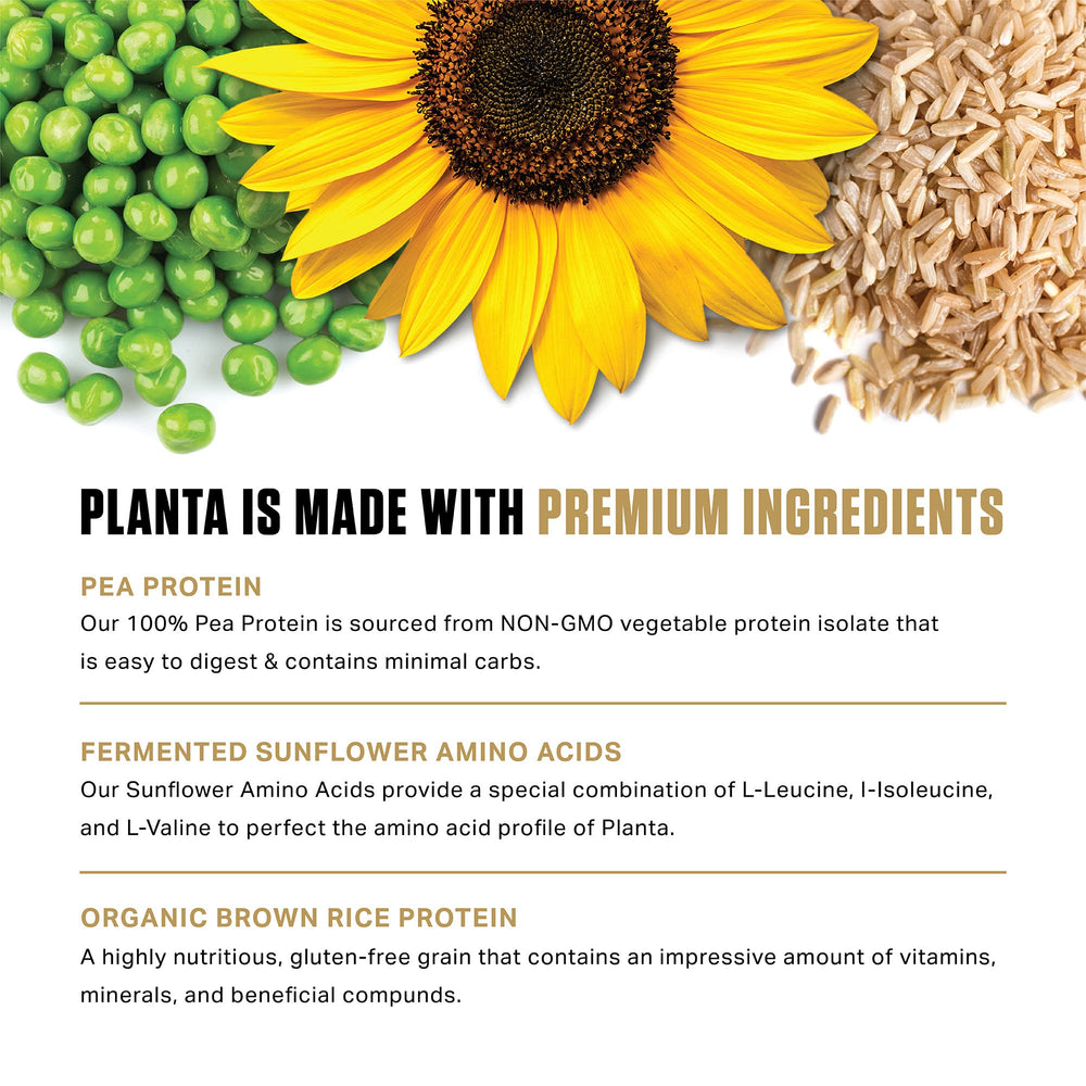 Ambrosia Planta nutrition panel highlights keto-friendly, no added sugar features.