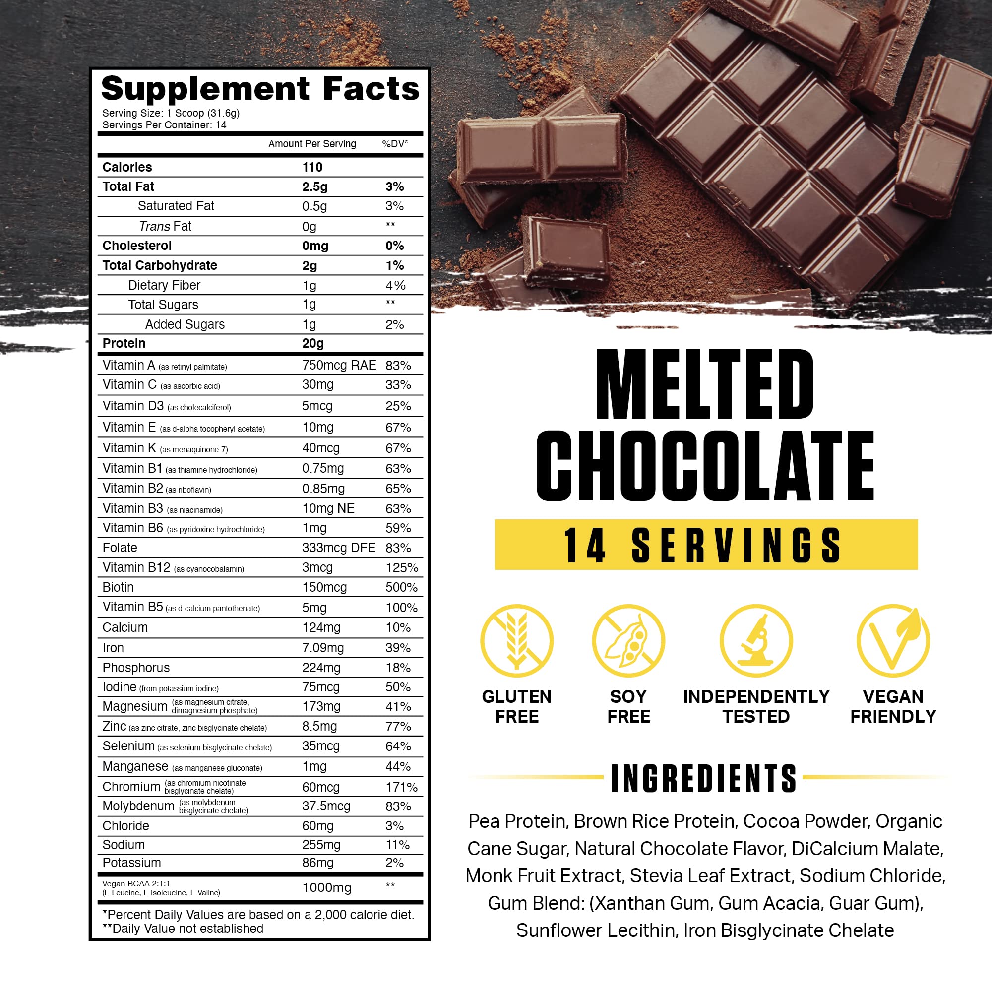 Ambrosia Planta powder close-up emphasizes plant-based protein blend for lactose-free nutrition.