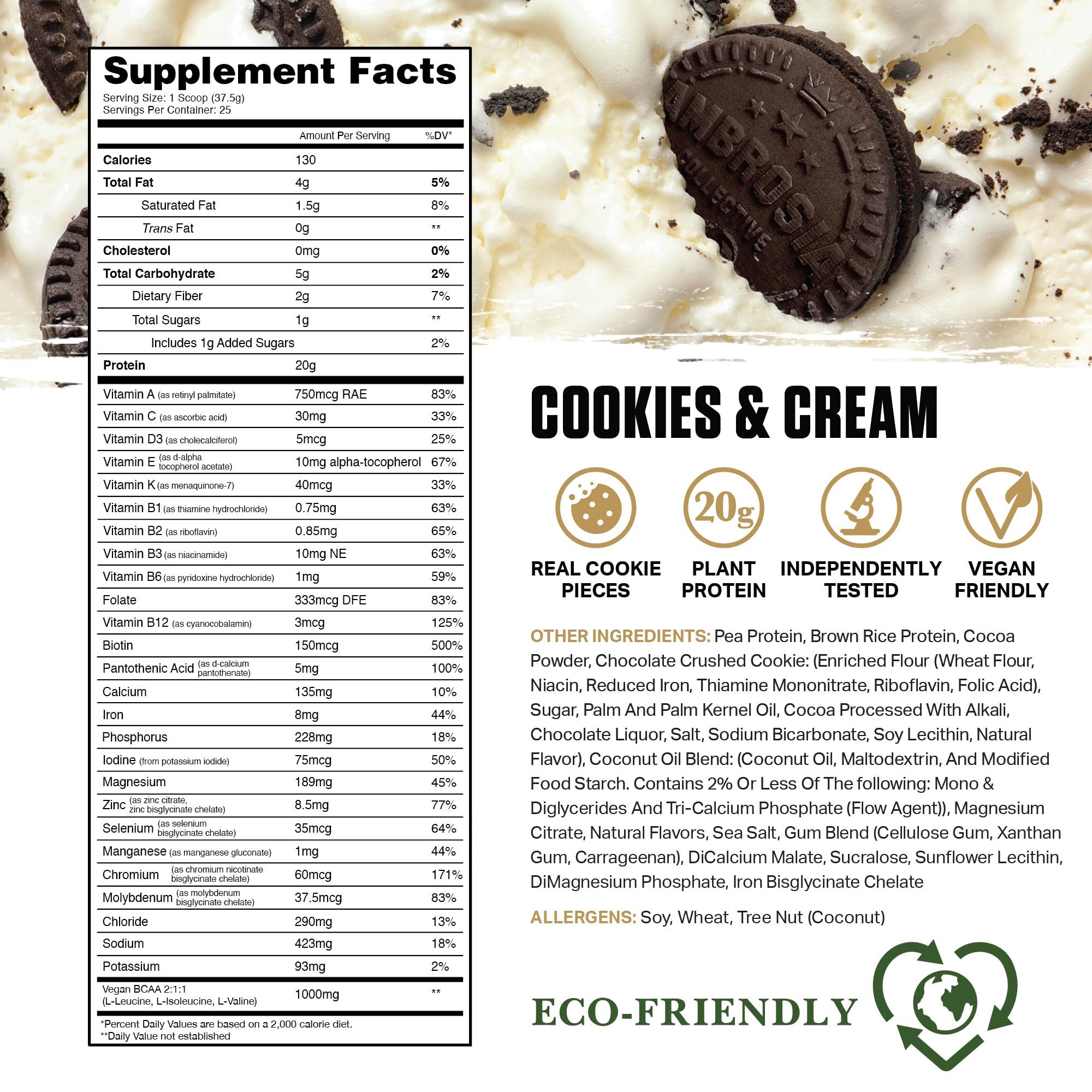 Ambrosia Planta ingredients panel highlights a plant-based protein blend