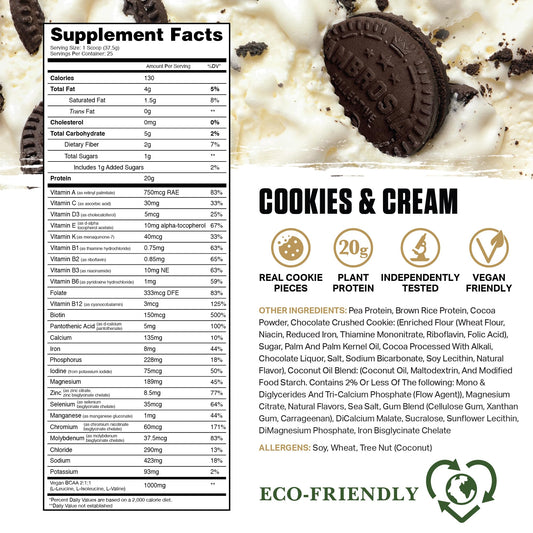 Ambrosia Planta ingredients panel highlights a plant-based protein blend