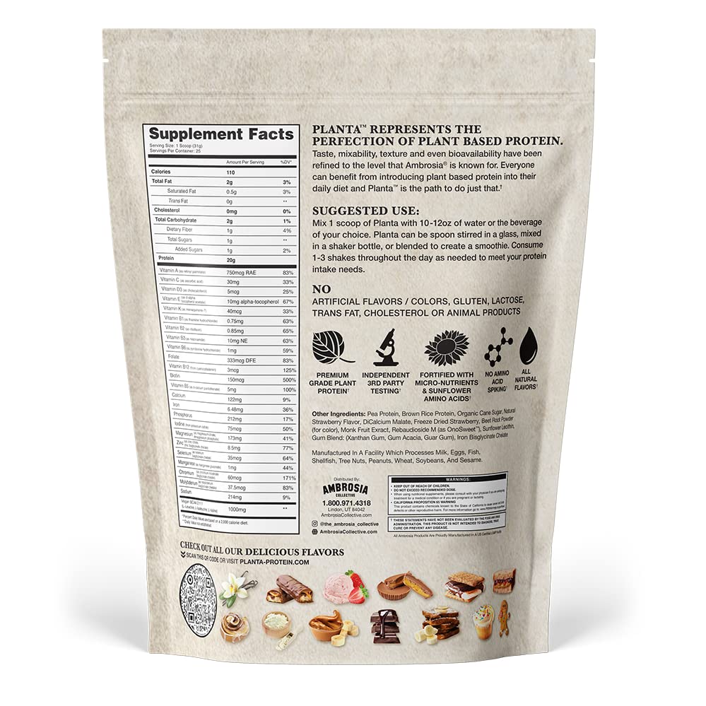 Ambrosia Planta shake glass showing dessert-like flavor and easy mixing