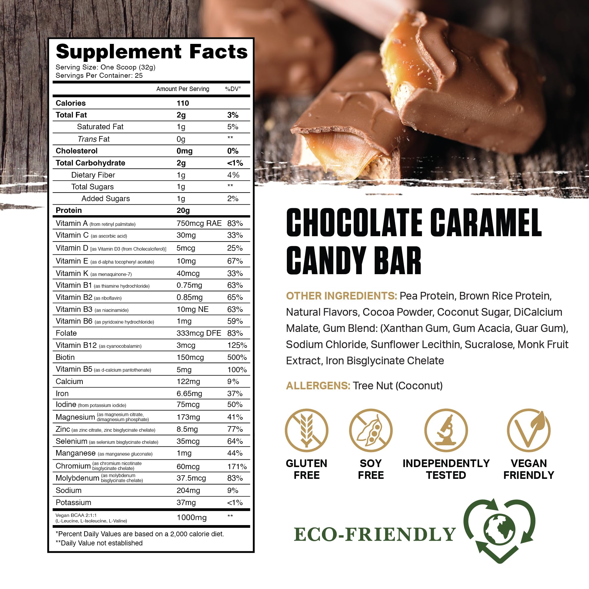 Ambrosia Planta tub with scoop demonstrates easy daily protein servings.