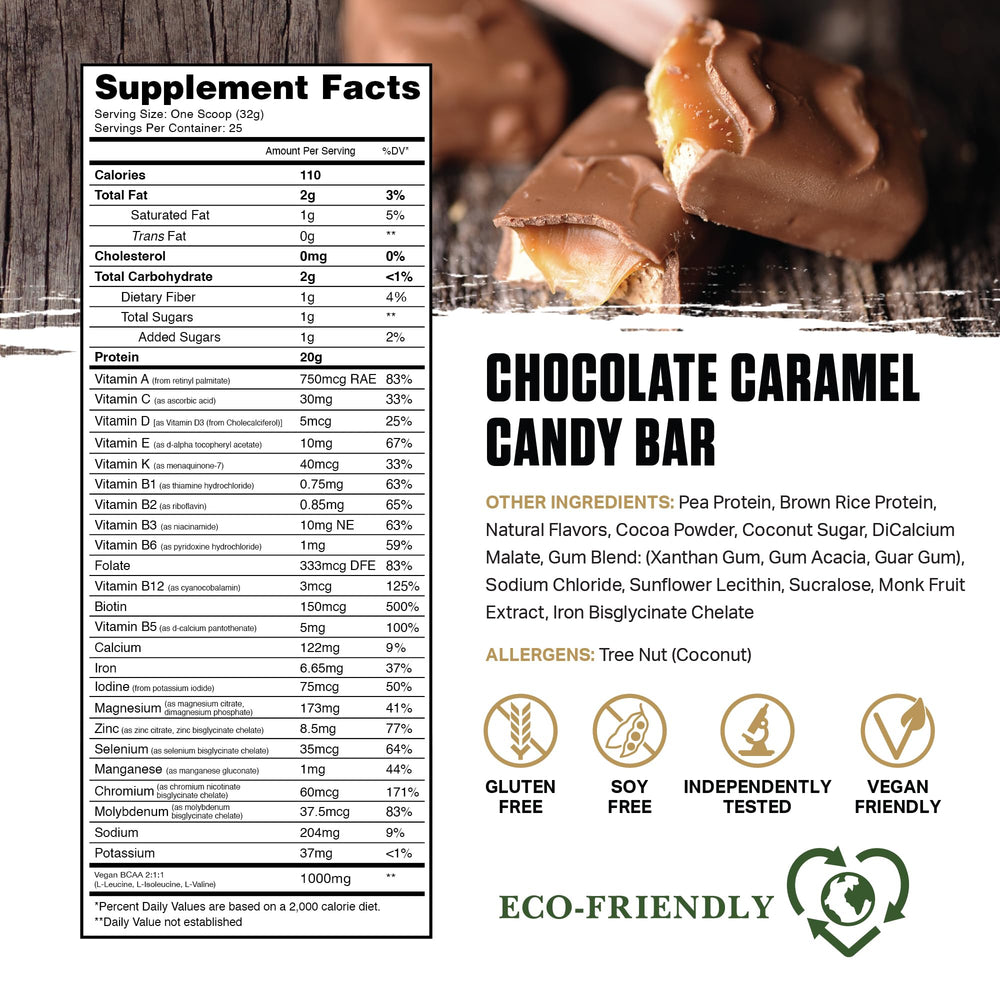 Ambrosia Planta tub with scoop demonstrates easy daily protein servings.