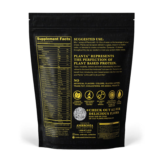 Ambrosia Planta vanilla shake glass showcasing smooth mixability and flavor.