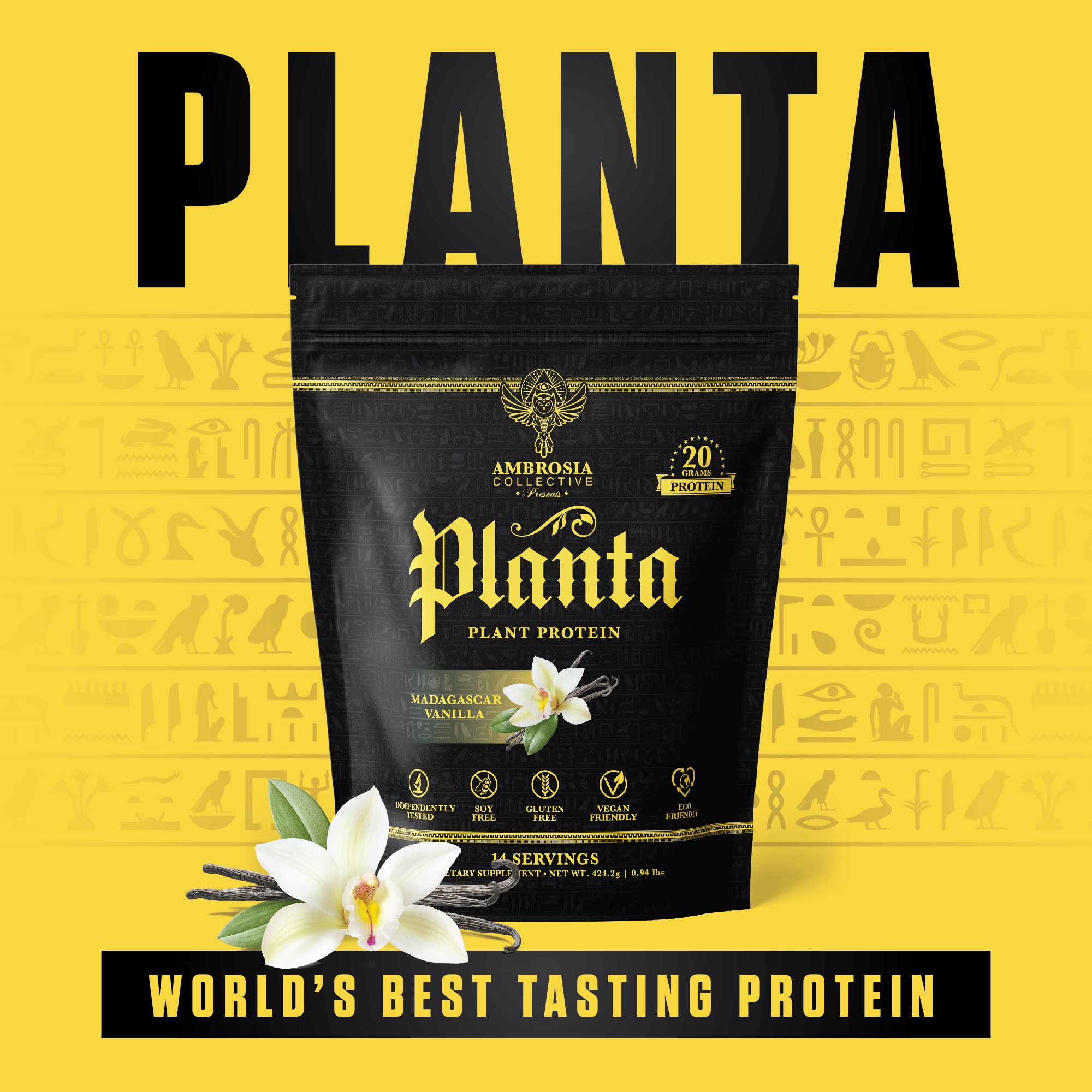 Ambrosia Planta vegan gluten-free protein suitable for smoothies and baking.