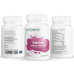 Ambrosial calcium magnesium zinc with d3 supports balanced nutrition for active adults.