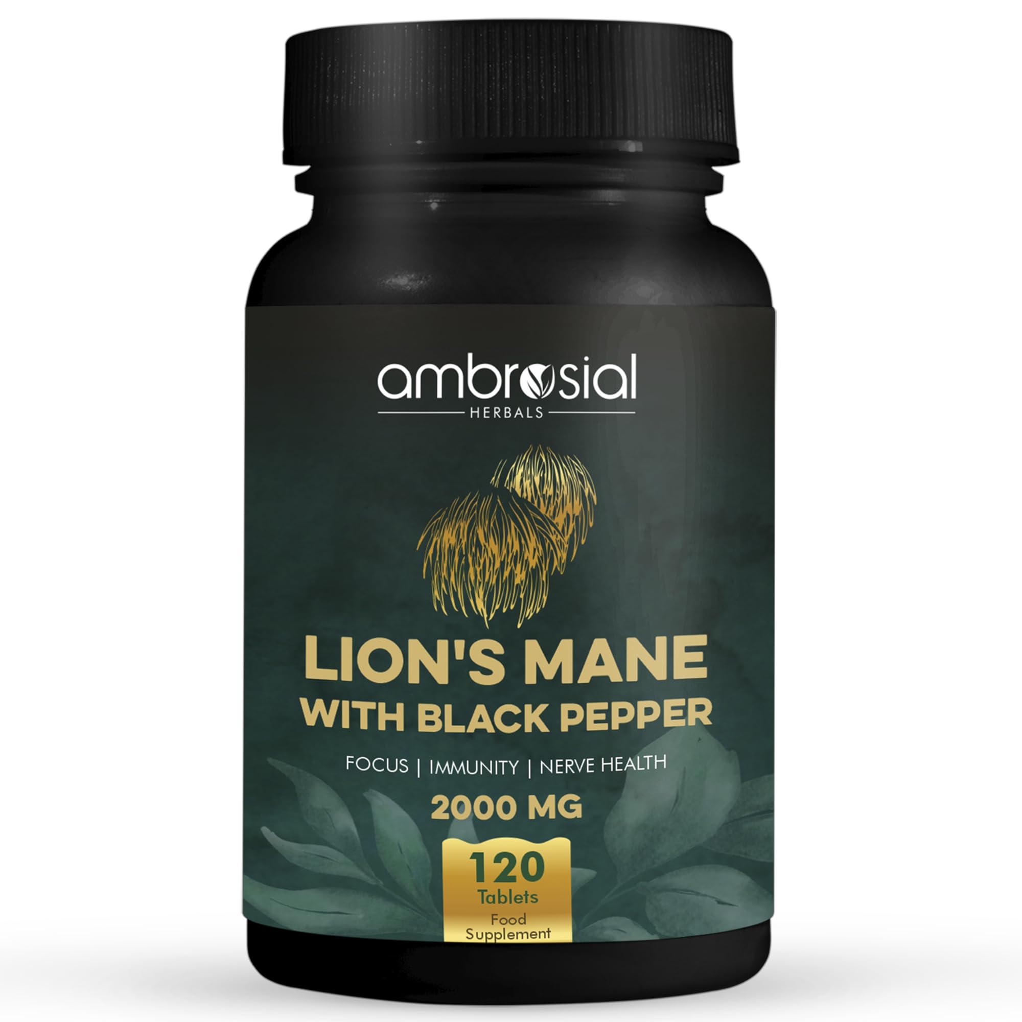 Ambrosial Lions Mane bottle pour shows convenient daily supplementation