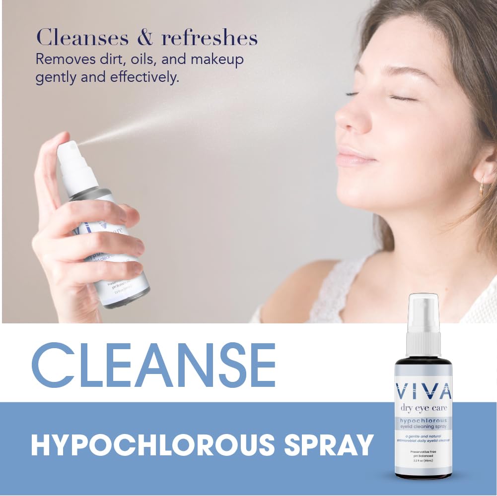 Amcon Viva spray nozzle dispensing for easy eyelid cleansing