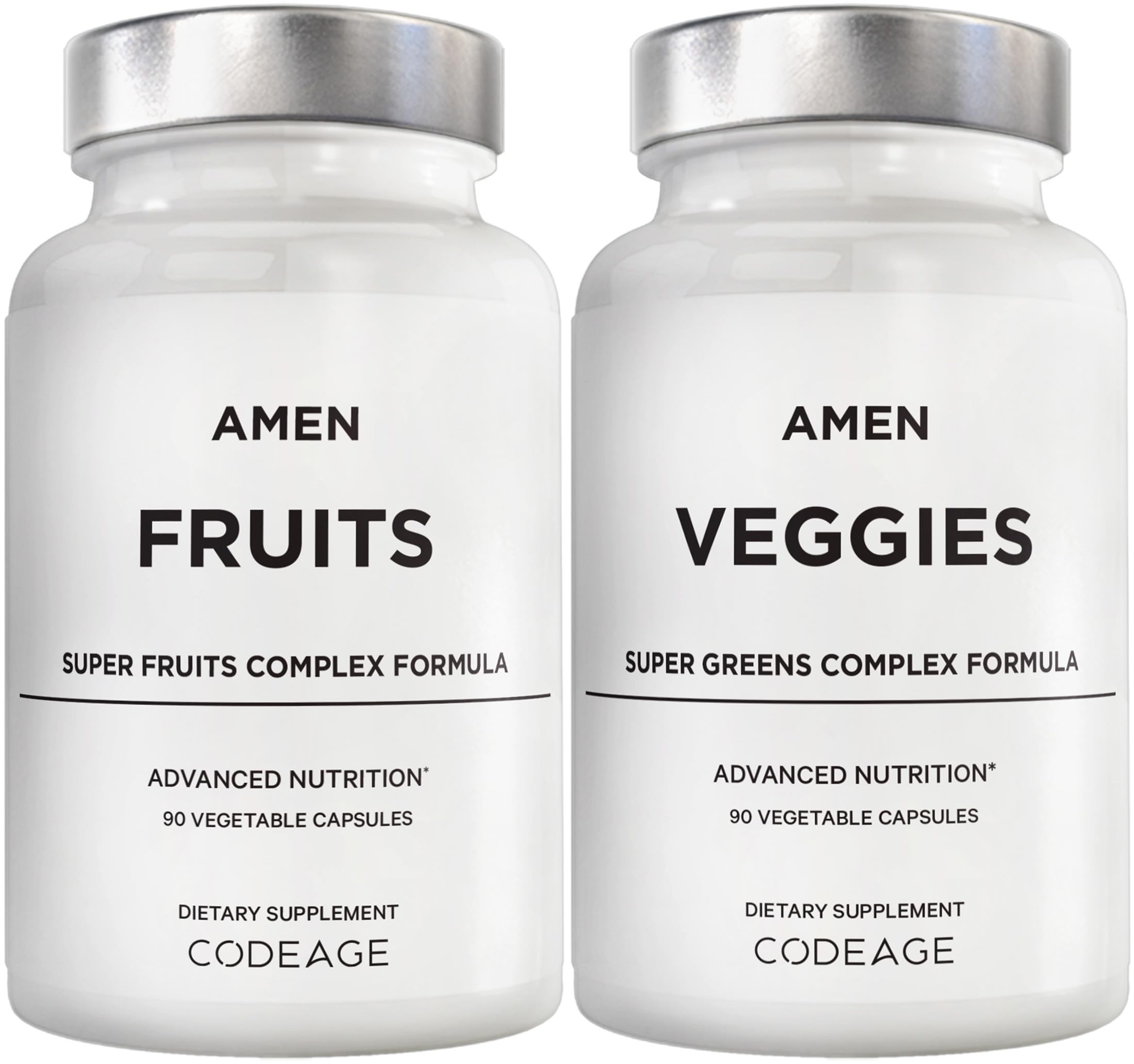 Amen Fruits + Veggies bundle box showing a comprehensive vegan multivitamin for daily wellness.