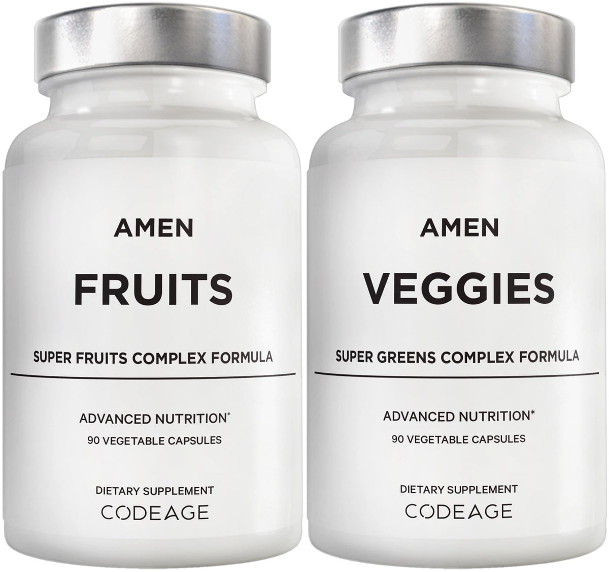 Amen Fruits + Veggies bundle box showing a comprehensive vegan multivitamin for daily wellness.