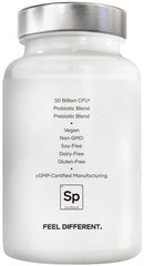 Amen SBO Probiotic bottle alongside measuring capsule for easy dosing.