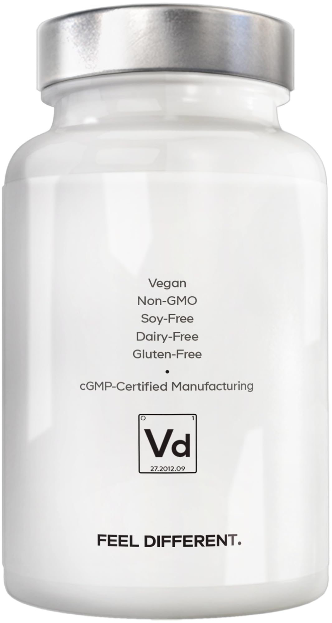 Amen Vitamin D3 K2 Zinc capsule on white background; dairy-free and gluten-free.