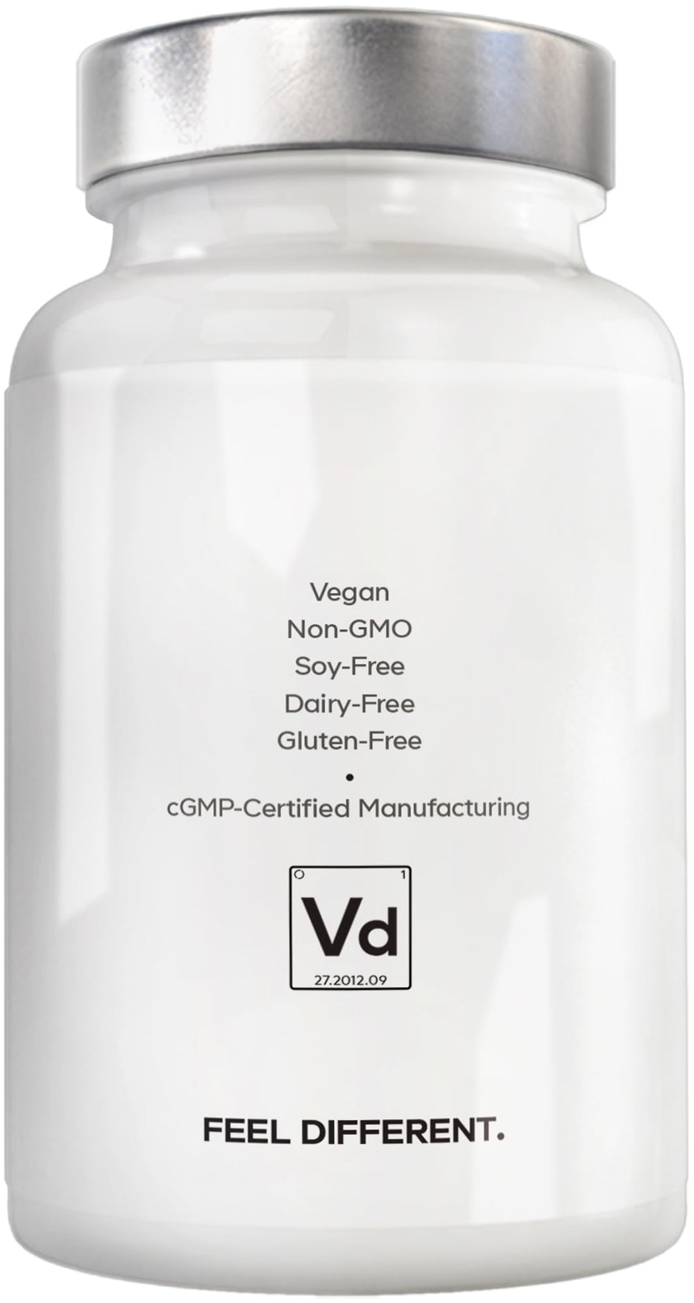 Amen Vitamin D3 K2 Zinc capsule on white background; dairy-free and gluten-free.