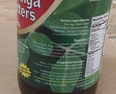 Amenazel Moringa Bitters organic packaging underscores pesticide-free promise.
