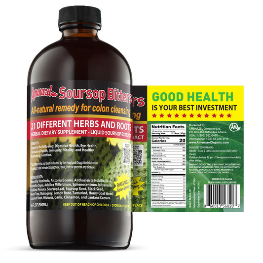 Amenazel Soursop Bitters bottle for cocktails and flavor enhancement.