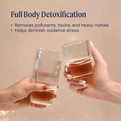 Glass of water beside Ameo Life Fulvic Acid & Mineral Complex bottle for easy intake