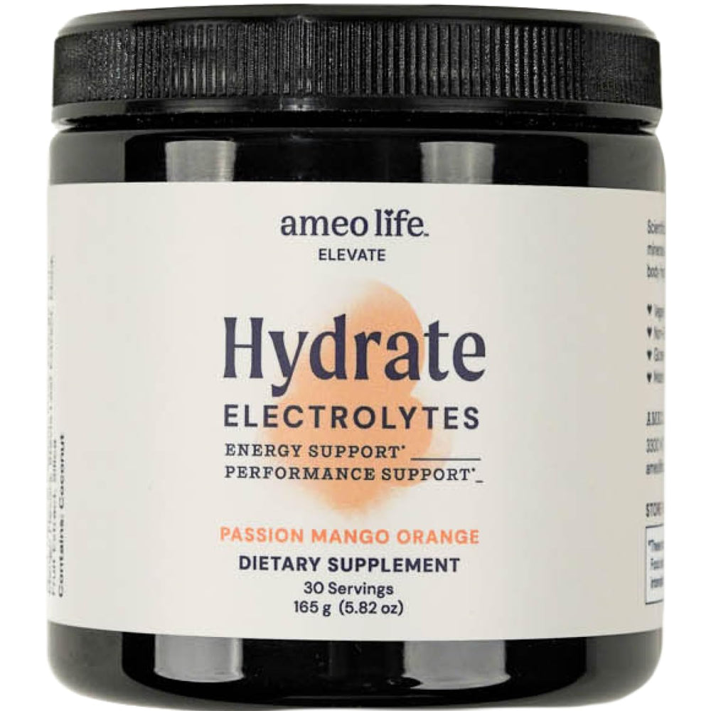 Ameo Life Hydrate Electrolyte Powder bottle ready for active hydration.