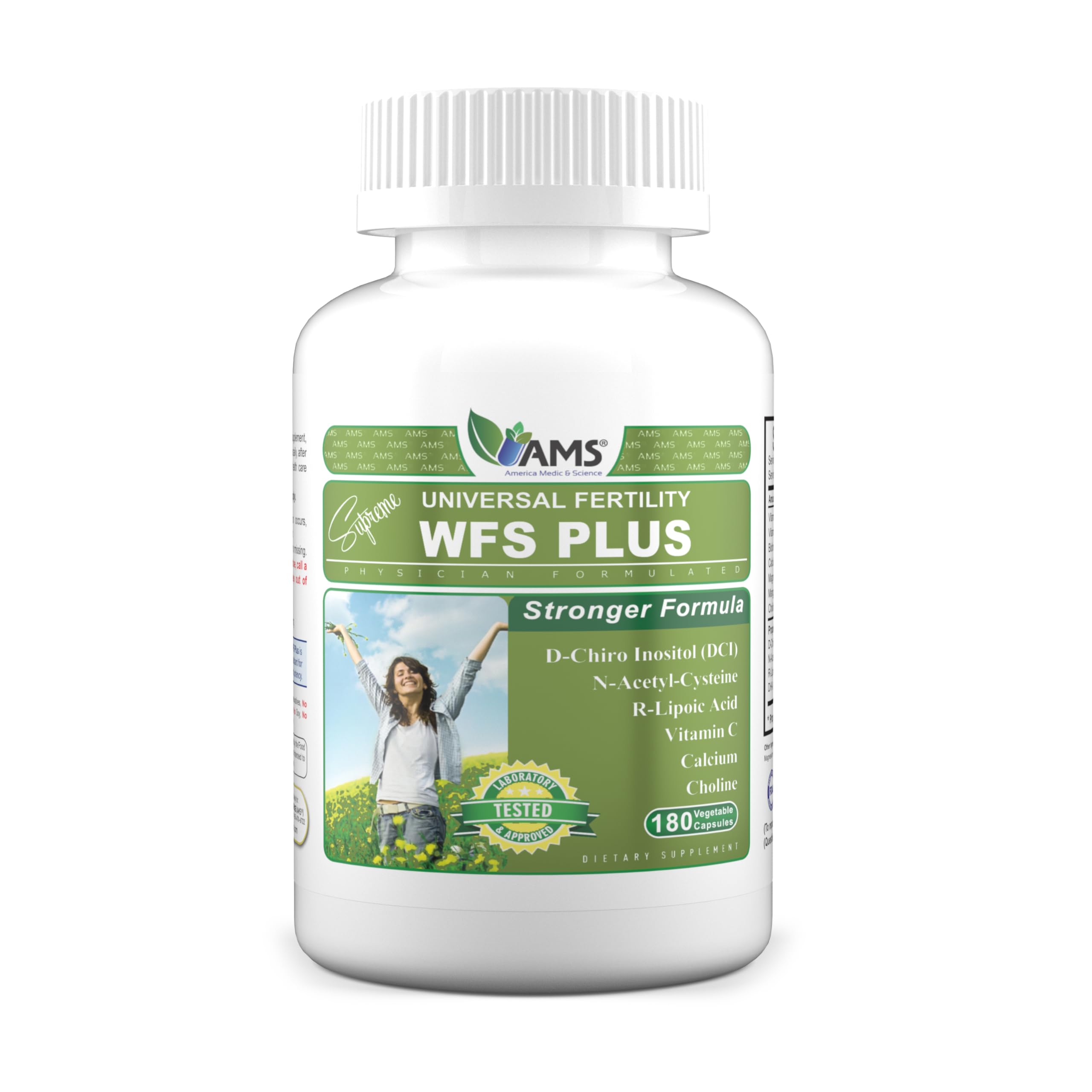 America Medic & Science WFS Plus fertility capsules on a clean surface for ovulatory support.
